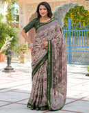 Dusty Beige Silk Ikkat Printed Saree