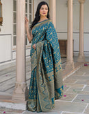 Peacock Blue Silk Woven Banarasi Saree
