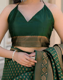 Dark Green Silk Woven Banarasi Saree