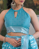 Sky Blue Silk Woven Banarasi Saree