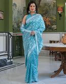Sky Blue Silk Woven Banarasi Saree