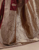 Dark Maroon Silk Woven Banarasi Saree