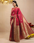 Pink Silk Woven Banarasi Saree