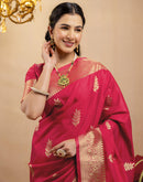 Pink Silk Woven Banarasi Saree
