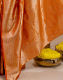 Orange Silk Woven Banarasi Saree