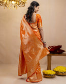 Orange Silk Woven Banarasi Saree