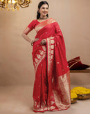 Red Silk Woven Banarasi Saree