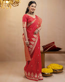 Red Silk Woven Banarasi Saree