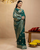 Rama Green Silk Woven Banarasi Saree