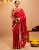 Red Silk Woven Banarasi Saree