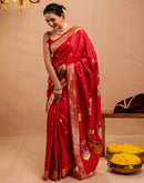 Red Silk Woven Banarasi Saree