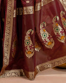 Maroon Silk Woven Banarasi Saree