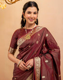 Maroon Silk Woven Banarasi Saree
