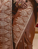 Brown Silk Woven Banarasi Saree