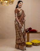 Brown Silk Woven Banarasi Saree