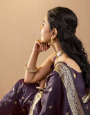 Dark Purple Silk Woven Banarasi Saree