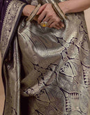 Dark Purple Silk Woven Banarasi Saree