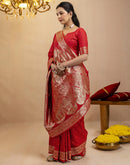 Red Silk Woven Banarasi Saree