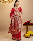 Red Silk Woven Banarasi Saree