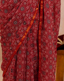 Red Chiffon Printed Saree