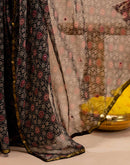 Black Chiffon Printed Saree