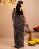 Black Chiffon Printed Saree
