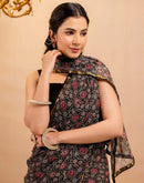 Black Chiffon Printed Saree