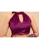 Purple Chiffon Printed Saree