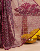 Purple Chiffon Printed Saree
