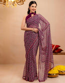 Purple Chiffon Printed Saree