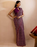 Purple Chiffon Printed Saree