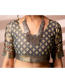 Off White Cotton Silk Printed Woven Border Saree