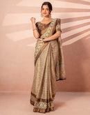 Beige Cotton Silk Printed Woven Border Saree