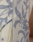 Beige Chanderi Cotton Woven Saree