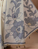 Beige Chanderi Cotton Woven Saree