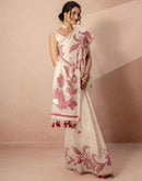 Beige Chanderi Cotton Woven Saree