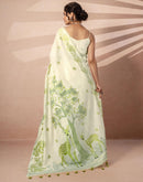 Beige Chanderi Cotton Woven Saree