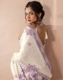 Beige Chanderi Cotton Woven Saree