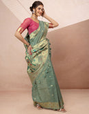 Dusty Mint Green Chanderi Cotton Woven Paithani Saree