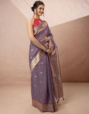 Lavender Chanderi Cotton Woven Paithani Saree