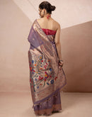 Lavender Chanderi Cotton Woven Paithani Saree