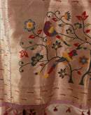 Dusty Mauve Chanderi Cotton Woven Paithani Saree