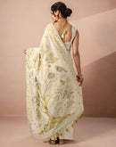 Beige Chanderi Cotton Woven Saree