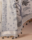 Beige Chanderi Cotton Woven Saree