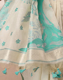 Beige Chanderi Cotton Woven Saree