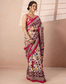 Beige Cotton Printed Kalamkari Saree