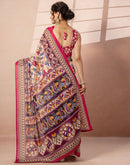 Beige Cotton Printed Kalamkari Saree