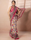 Beige Cotton Printed Kalamkari Saree