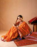 Orange Silk Woven Banarasi Saree