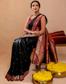 Black Silk Woven Banarasi Saree